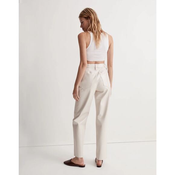 NWT Madewell The Perfect Vintage Straight Pant Size 27 Cream Faux Leather - Picture 13 of 13